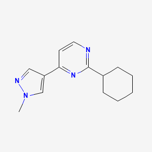 molecular formula C14H18N4 B13190771 2-Cyclohexyl-4-(1-methyl-1H-pyrazol-4-yl)pyrimidine 