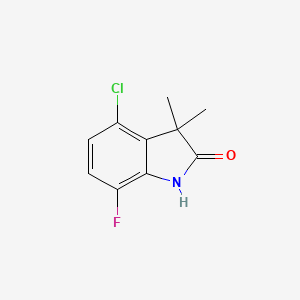 molecular formula C10H9ClFNO B13190808 4-chloro-7-fluoro-3,3-dimethyl-2,3-dihydro-1H-indol-2-one 