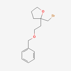 molecular formula C14H19BrO2 B13190953 2-[2-(Benzyloxy)ethyl]-2-(bromomethyl)oxolane 