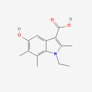 molecular formula C14H17NO3 B13190988 1-Ethyl-5-hydroxy-2,6,7-trimethyl-1H-indole-3-carboxylic acid 