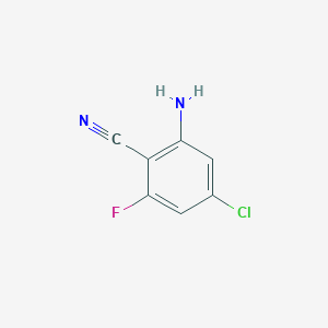 molecular formula C7H4ClFN2 B13190996 2-Amino-4-chloro-6-fluorobenzonitrile 