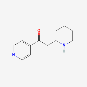 molecular formula C12H16N2O B13191165 2-(Piperidin-2-YL)-1-(pyridin-4-YL)ethan-1-one 