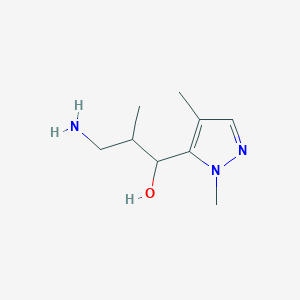 molecular formula C9H17N3O B13191196 3-Amino-1-(1,4-dimethyl-1H-pyrazol-5-yl)-2-methylpropan-1-ol 