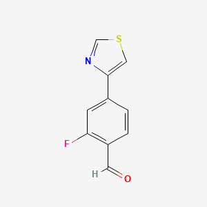 molecular formula C10H6FNOS B13191210 2-Fluoro-4-(1,3-thiazol-4-yl)benzaldehyde 