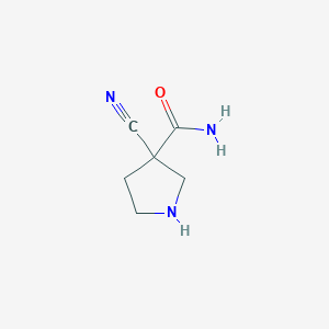 molecular formula C6H9N3O B13191317 3-Cyanopyrrolidine-3-carboxamide 