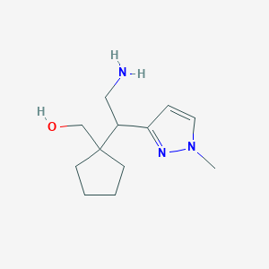 molecular formula C12H21N3O B13191427 {1-[2-amino-1-(1-methyl-1H-pyrazol-3-yl)ethyl]cyclopentyl}methanol 