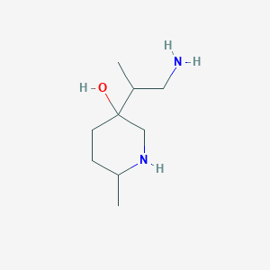 molecular formula C9H20N2O B13191445 3-(1-Aminopropan-2-yl)-6-methylpiperidin-3-ol 