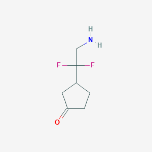 molecular formula C7H11F2NO B13191488 3-(2-Amino-1,1-difluoroethyl)cyclopentan-1-one 