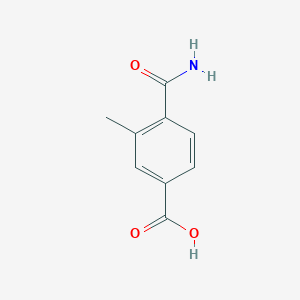 molecular formula C9H9NO3 B13191514 4-Carbamoyl-3-methylbenzoic acid 