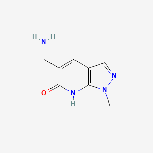 molecular formula C8H10N4O B13191572 5-(Aminomethyl)-1-methyl-1H,6H,7H-pyrazolo[3,4-b]pyridin-6-one 