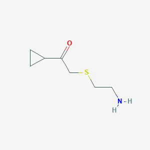 molecular formula C7H13NOS B13191591 2-[(2-Aminoethyl)sulfanyl]-1-cyclopropylethan-1-one 