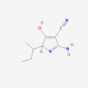 molecular formula C9H13N3O B13191593 2-amino-5-sec-butyl-4-oxo-4,5-dihydro-1H-pyrrole-3-carbonitrile 