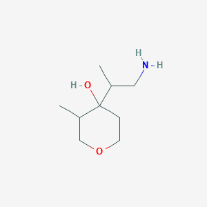 molecular formula C9H19NO2 B13191600 4-(1-Aminopropan-2-yl)-3-methyloxan-4-ol 