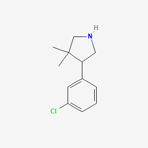 molecular formula C12H16ClN B13191658 4-(3-Chlorophenyl)-3,3-dimethylpyrrolidine 