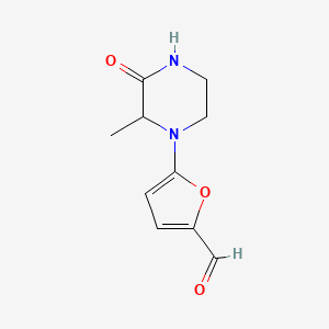 molecular formula C10H12N2O3 B13191697 5-(2-Methyl-3-oxopiperazin-1-yl)furan-2-carbaldehyde 