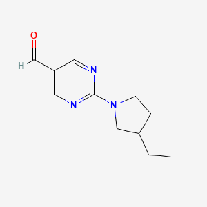 molecular formula C11H15N3O B13191701 2-(3-Ethylpyrrolidin-1-YL)pyrimidine-5-carbaldehyde 