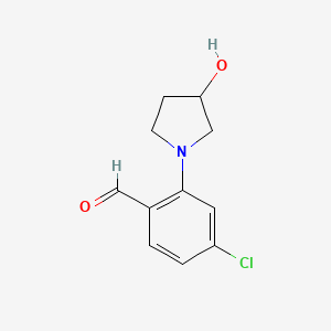 molecular formula C11H12ClNO2 B13191717 4-Chloro-2-(3-hydroxypyrrolidin-1-yl)benzaldehyde 