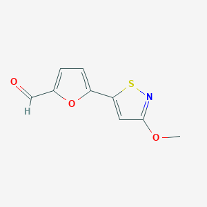 molecular formula C9H7NO3S B13191741 5-(3-Methoxy-1,2-thiazol-5-yl)furan-2-carbaldehyde 