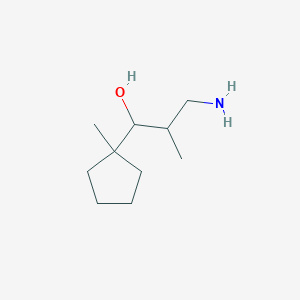 molecular formula C10H21NO B13191773 3-Amino-2-methyl-1-(1-methylcyclopentyl)propan-1-OL 