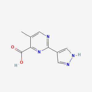 molecular formula C9H8N4O2 B13191812 5-Methyl-2-(1H-pyrazol-4-yl)pyrimidine-4-carboxylic acid 