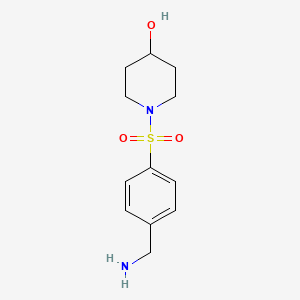 molecular formula C12H18N2O3S B13191953 1-{[4-(Aminomethyl)phenyl]sulfonyl}piperidin-4-ol 