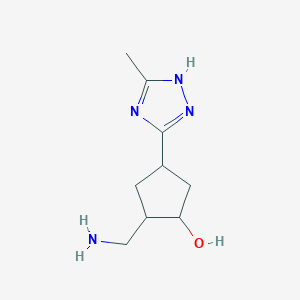 molecular formula C9H16N4O B13191964 2-(Aminomethyl)-4-(5-methyl-4H-1,2,4-triazol-3-yl)cyclopentan-1-ol 