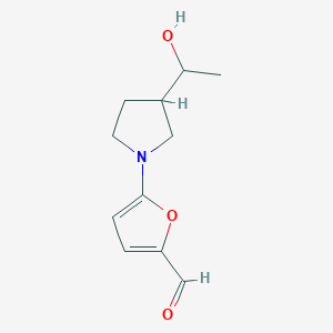 molecular formula C11H15NO3 B13192011 5-[3-(1-Hydroxyethyl)pyrrolidin-1-YL]furan-2-carbaldehyde 