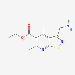 molecular formula C12H15N3O2S B13192066 Ethyl 3-(aminomethyl)-4,6-dimethyl-[1,2]thiazolo[5,4-b]pyridine-5-carboxylate 