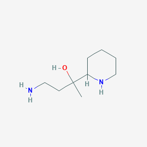 molecular formula C9H20N2O B13192072 4-Amino-2-(piperidin-2-YL)butan-2-OL 