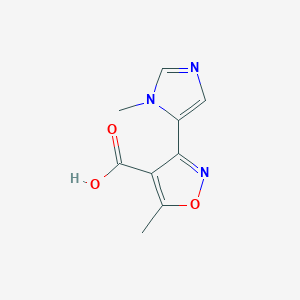 molecular formula C9H9N3O3 B13192085 5-methyl-3-(1-methyl-1H-imidazol-5-yl)-1,2-oxazole-4-carboxylic acid 