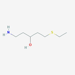 molecular formula C7H17NOS B13192117 1-Amino-5-(ethylsulfanyl)pentan-3-ol 