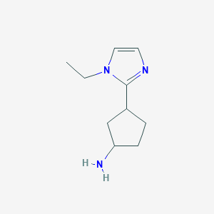 molecular formula C10H17N3 B13192142 3-(1-ethyl-1H-imidazol-2-yl)cyclopentan-1-amine 