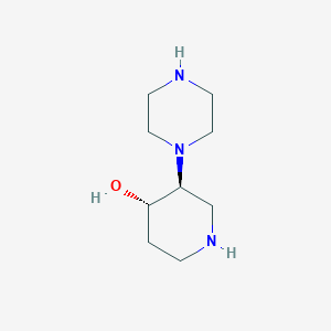 molecular formula C9H19N3O B13192336 (3S,4S)-3-(Piperazin-1-yl)piperidin-4-ol 