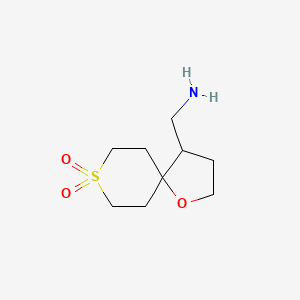 molecular formula C9H17NO3S B13192346 4-(Aminomethyl)-1-oxa-8lambda6-thiaspiro[4.5]decane-8,8-dione 