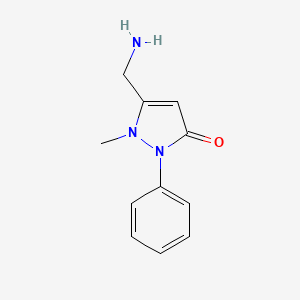 molecular formula C11H13N3O B13192405 5-(Aminomethyl)-1-methyl-2-phenyl-2,3-dihydro-1H-pyrazol-3-one 