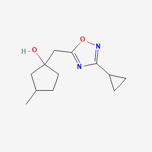 molecular formula C12H18N2O2 B13192423 1-[(3-Cyclopropyl-1,2,4-oxadiazol-5-yl)methyl]-3-methylcyclopentan-1-ol 