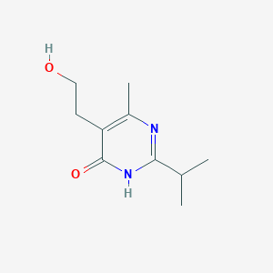 molecular formula C10H16N2O2 B13192545 5-(2-Hydroxyethyl)-6-methyl-2-(propan-2-yl)-3,4-dihydropyrimidin-4-one 