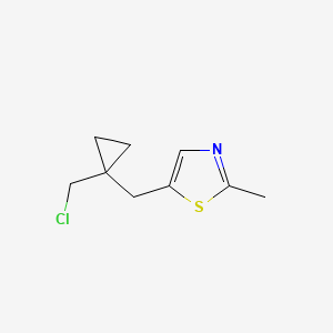 molecular formula C9H12ClNS B13192592 5-([1-(Chloromethyl)cyclopropyl]methyl)-2-methyl-1,3-thiazole 