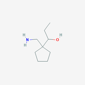 molecular formula C9H19NO B13192599 1-[1-(Aminomethyl)cyclopentyl]propan-1-ol 