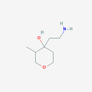 molecular formula C8H17NO2 B13192644 4-(2-Aminoethyl)-3-methyloxan-4-ol 