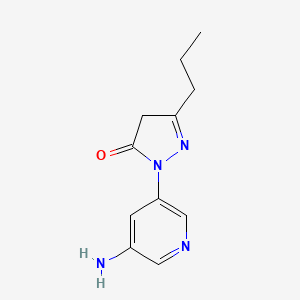 molecular formula C11H14N4O B13192647 1-(5-Aminopyridin-3-yl)-3-propyl-4,5-dihydro-1H-pyrazol-5-one 