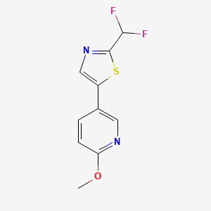 molecular formula C10H8F2N2OS B13192666 5-[2-(Difluoromethyl)-1,3-thiazol-5-yl]-2-methoxypyridine 