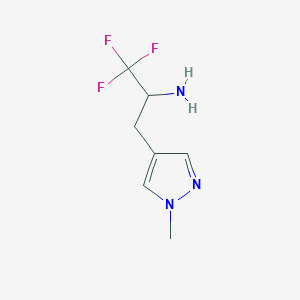 molecular formula C7H10F3N3 B13192712 1,1,1-Trifluoro-3-(1-methyl-1H-pyrazol-4-yl)propan-2-amine 