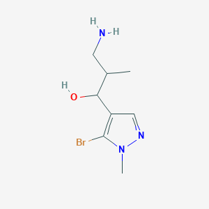 molecular formula C8H14BrN3O B13192830 3-Amino-1-(5-bromo-1-methyl-1H-pyrazol-4-yl)-2-methylpropan-1-ol 