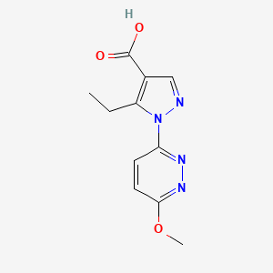 molecular formula C11H12N4O3 B13192989 5-ethyl-1-(6-methoxypyridazin-3-yl)-1H-pyrazole-4-carboxylic acid 