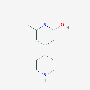 molecular formula C12H24N2O B13193037 1,6-Dimethyl-4-(piperidin-4-yl)piperidin-2-ol 