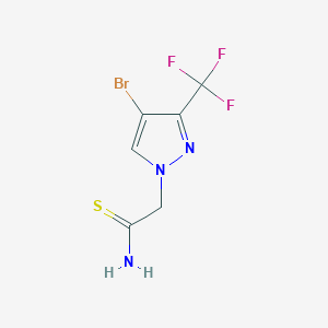 molecular formula C6H5BrF3N3S B13193110 2-[4-bromo-3-(trifluoromethyl)-1H-pyrazol-1-yl]ethanethioamide CAS No. 1306606-60-9