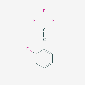 molecular formula C9H4F4 B13193126 1-Fluoro-2-(trifluoroprop-1-YN-1-YL)benzene 