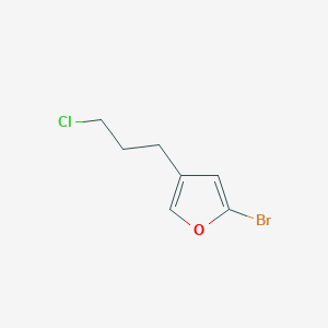 molecular formula C7H8BrClO B13193193 2-Bromo-4-(3-chloropropyl)furan 