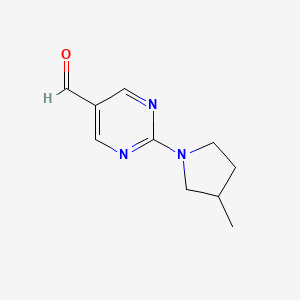 molecular formula C10H13N3O B13193315 2-(3-Methylpyrrolidin-1-yl)pyrimidine-5-carbaldehyde 